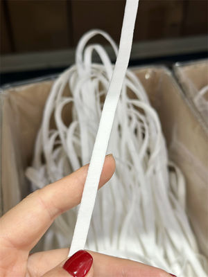 επίπεδος βρόχος αυτιών Spandex πολυεστέρα 6.5mm για το λευκό μασκών προσώπου N95