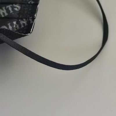 Μαύρη ζώνη 3mm σκοινιού Earloop ελαστική εξαρτήματα μασκών προσώπου 3.5mm 4mm