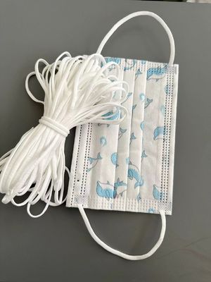 Επίπεδο ελαστικό σκοινί 2mm 3mm Earloop 3.5MM 3/16» πολυεστέρας για τη μάσκα προσώπου 3ply